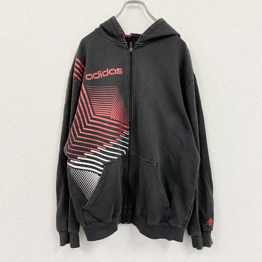 adidas　アディダス　フルジップスウェットパーカー/フーディー　パフォーマンスロゴ　ダークグレー　2XOサイズ