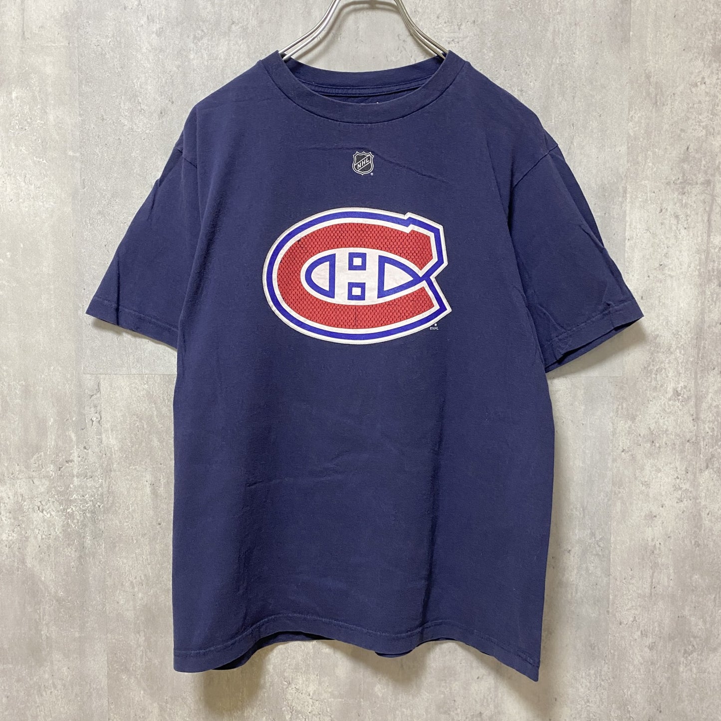 古着 used　Reebok　リーボック　NHL　モントリオール・カナディアンズ　半袖ロゴプリントTシャツ　ネイビー　Lサイズ