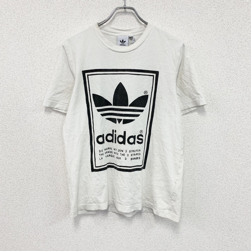 adidas　アディダス　半袖プリントTシャツ　トレフォイルロゴ　デカロゴ　白　ホワイト　Mサイズ　古着