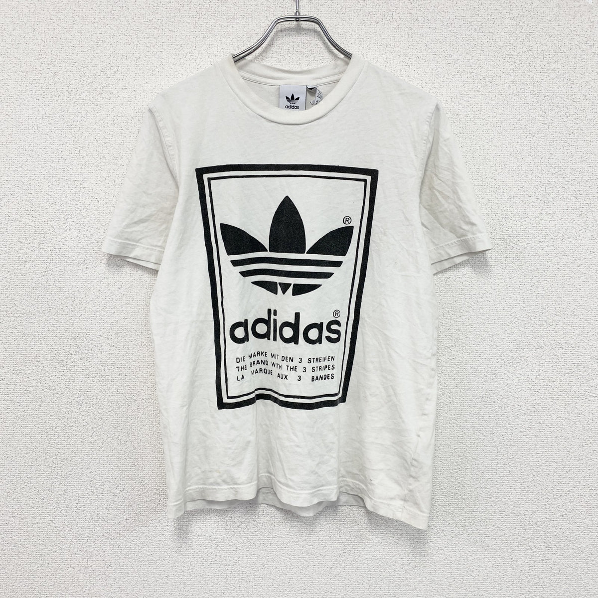 adidas　アディダス　半袖プリントTシャツ　トレフォイルロゴ　デカロゴ　白　ホワイト　Mサイズ　古着
