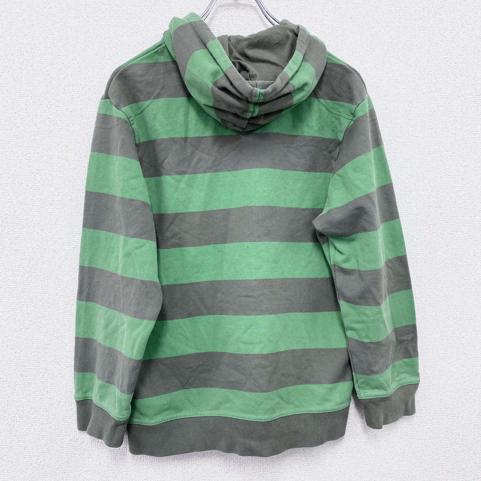 00s　NIKE　ナイキ　スウェットパーカー/フーディー　ヴィンテージ　ボーダー柄　緑　グリーン　灰色　グレー　古着