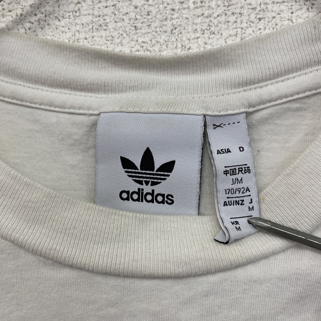 adidas　アディダス　半袖プリントTシャツ　トレフォイルロゴ　デカロゴ　白　ホワイト　Mサイズ　古着