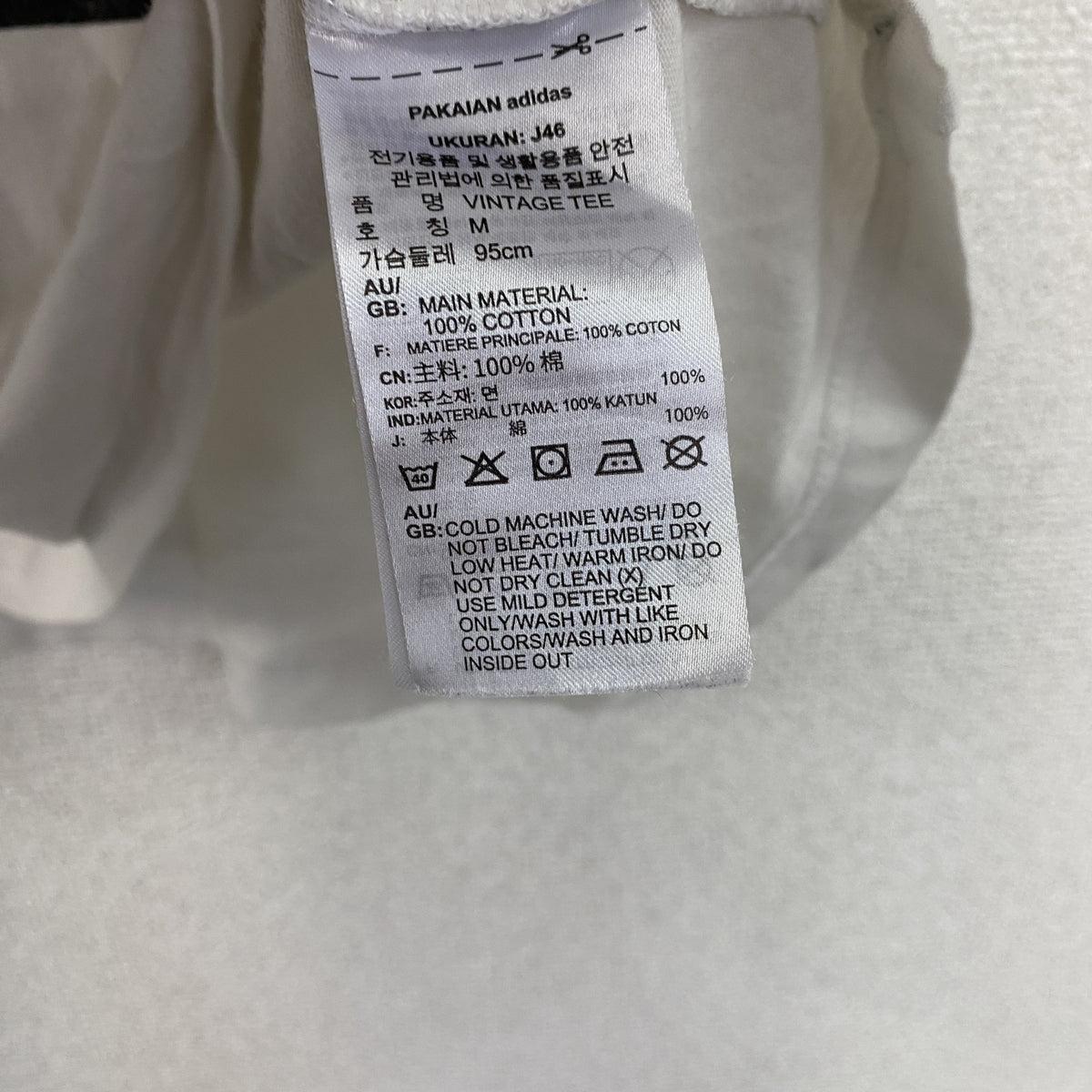 adidas　アディダス　半袖プリントTシャツ　トレフォイルロゴ　デカロゴ　白　ホワイト　Mサイズ　古着