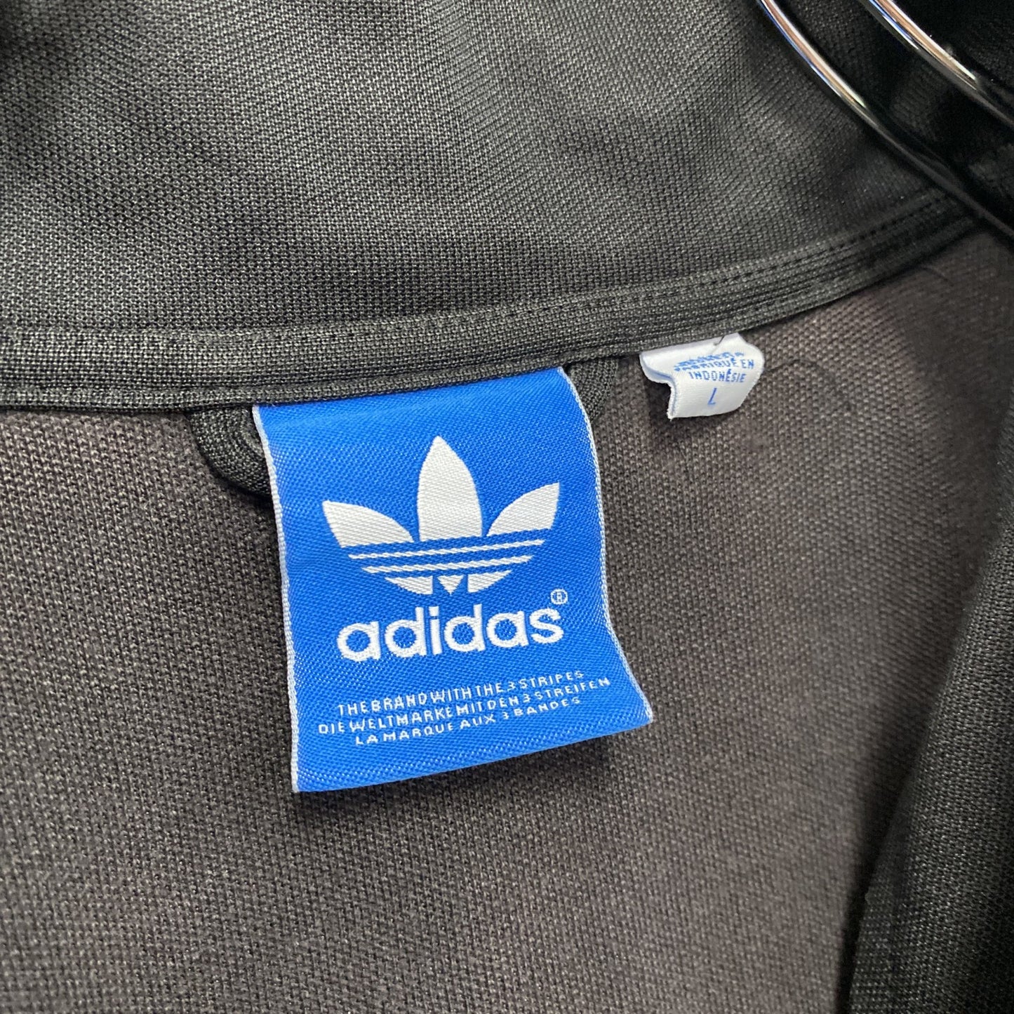 adidas　アディダス　トラックジャケット/ジャージ　トレフォイルロゴ　黒　ブラック　Lサイズ