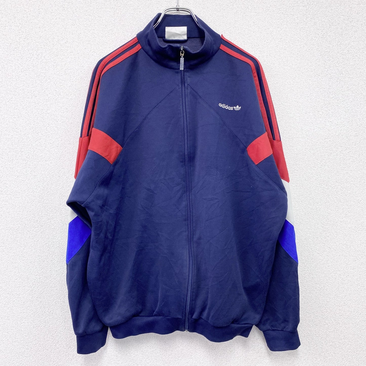80s～　adidas　アディダス　トラックジャケット/ジャージ　トレフォイルロゴ　ヴィンテージ　紺　ネイビー　