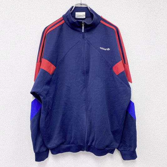 80s～　adidas　アディダス　トラックジャケット/ジャージ　トレフォイルロゴ　ヴィンテージ　紺　ネイビー　
