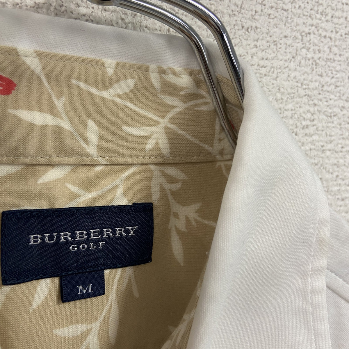 BURBERRY　バーバリー　半袖ハーフボタンシャツ　白　ホワイト　Mサイズ　古着