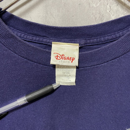 古着 used　Disney　ディズニー　半袖公式ワンポイントプリントTシャツ　ミッキー　キャラクター　紺　ネイビー　Lサイズ