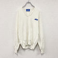 90s　Champion　チャンピオン　ニットセーター　ヴィンテージ　Vネック　白　ホワイト　Lサイズ　古着