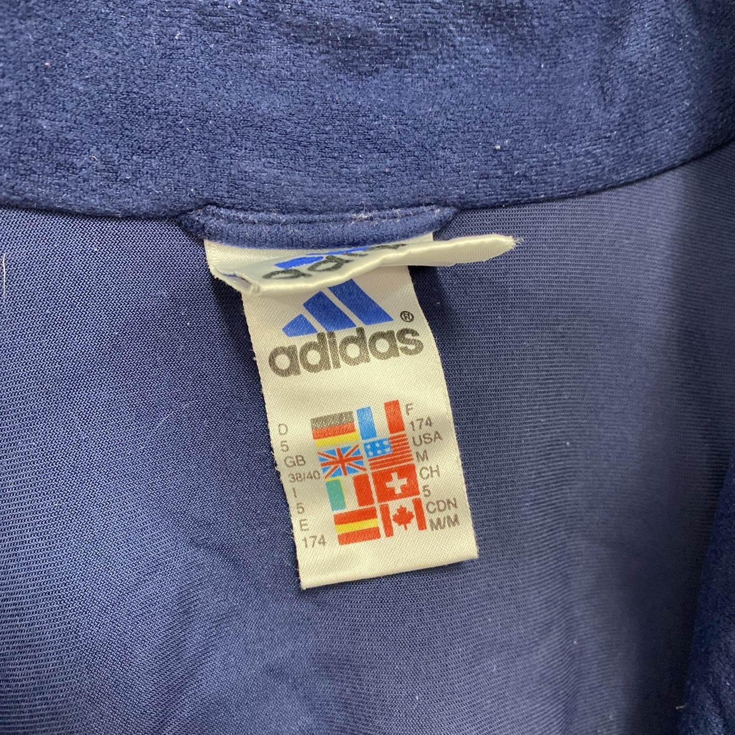 90s　adidas　アディダス　ベロアトラックジャケット/ジャージ　ヴィンテージ　紺　ネイビー　Ｍサイズ　