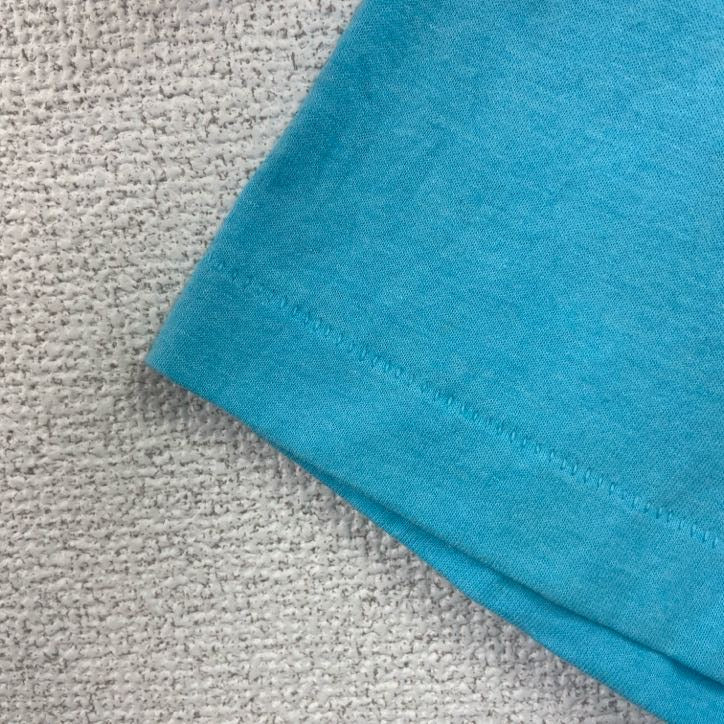 80s　FRUIT OF THE LOOM　半袖プリントTシャツ　クルーネック　水色　ライトブルー　XLサイズ　　ヴィンテージ　古着