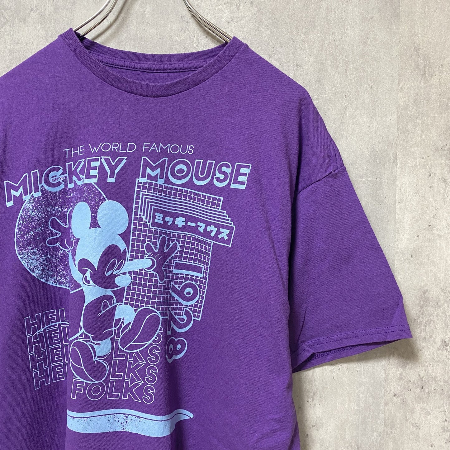 古着 used　Disney　ディズニー　半袖公式キャラクタープリントTシャツ　ミッキー　紫　ビッグシルエット　XLサイズ