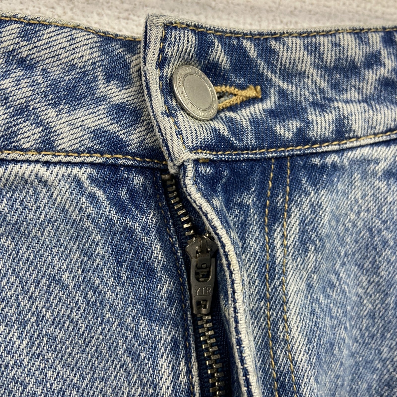ZARA　ザラ　ダメージデニムスカート　スリット入り　インディゴ　Lサイズ　　古着