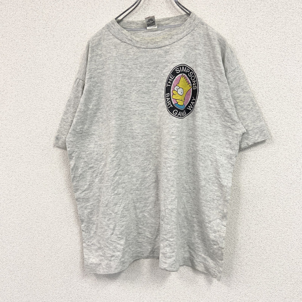 90s　X.O.X　半袖プリントTシャツ　The Simpsons　ザ・シンプソンズ　灰色　グレー　Lサイズ　古着
