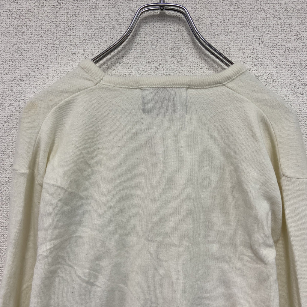 90s　Champion　チャンピオン　ニットセーター　ヴィンテージ　Vネック　白　ホワイト　Lサイズ　古着