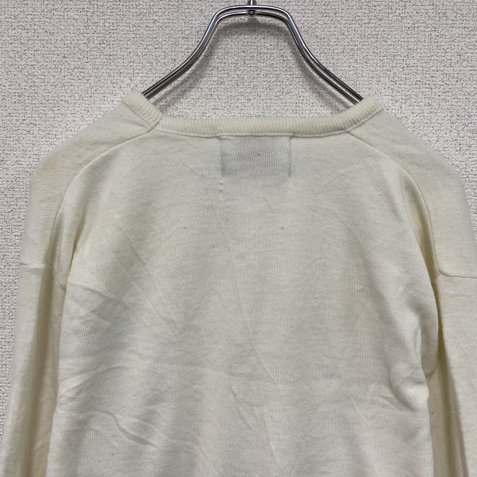90s　Champion　チャンピオン　ニットセーター　ヴィンテージ　Vネック　白　ホワイト　Lサイズ　古着