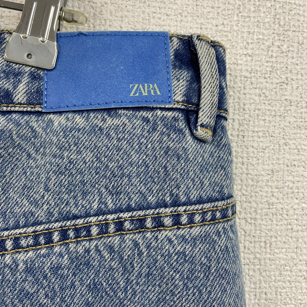 ZARA　ザラ　ダメージデニムスカート　スリット入り　インディゴ　Lサイズ　　古着