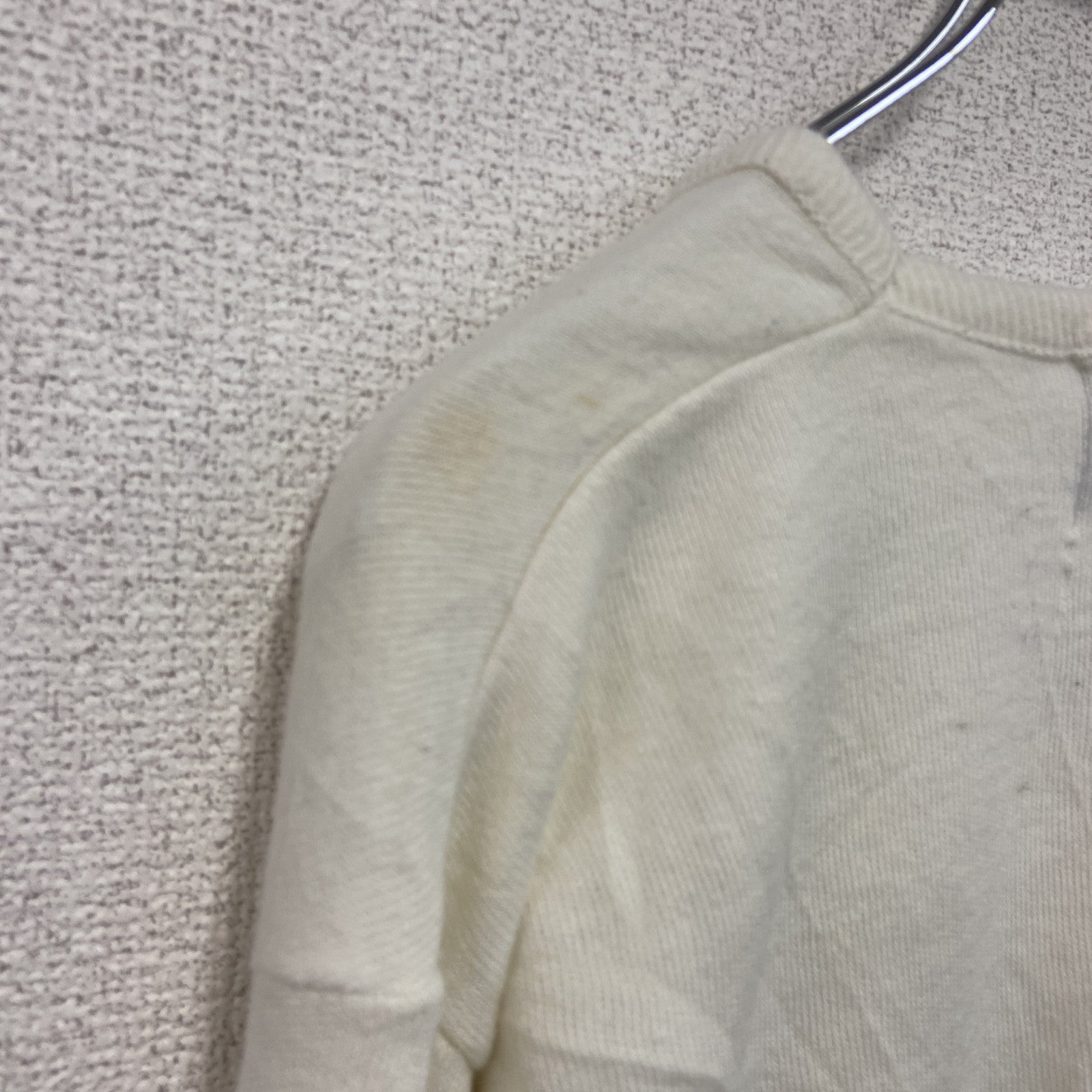 90s　Champion　チャンピオン　ニットセーター　ヴィンテージ　Vネック　白　ホワイト　Lサイズ　古着
