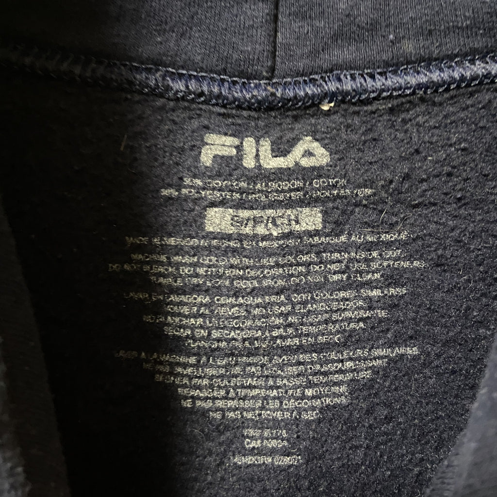 FILA　フィラ　スウェットパーカー/フーディー　デカロゴ　スポーツミックス　ビッグシルエット　紺　ネイビー　Sサイズ　古着