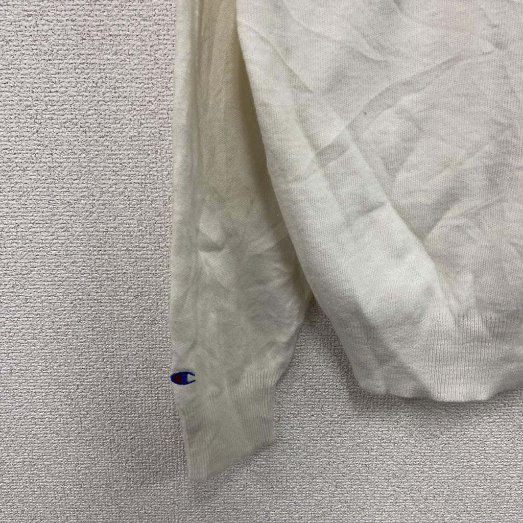 90s　Champion　チャンピオン　ニットセーター　ヴィンテージ　Vネック　白　ホワイト　Lサイズ　古着