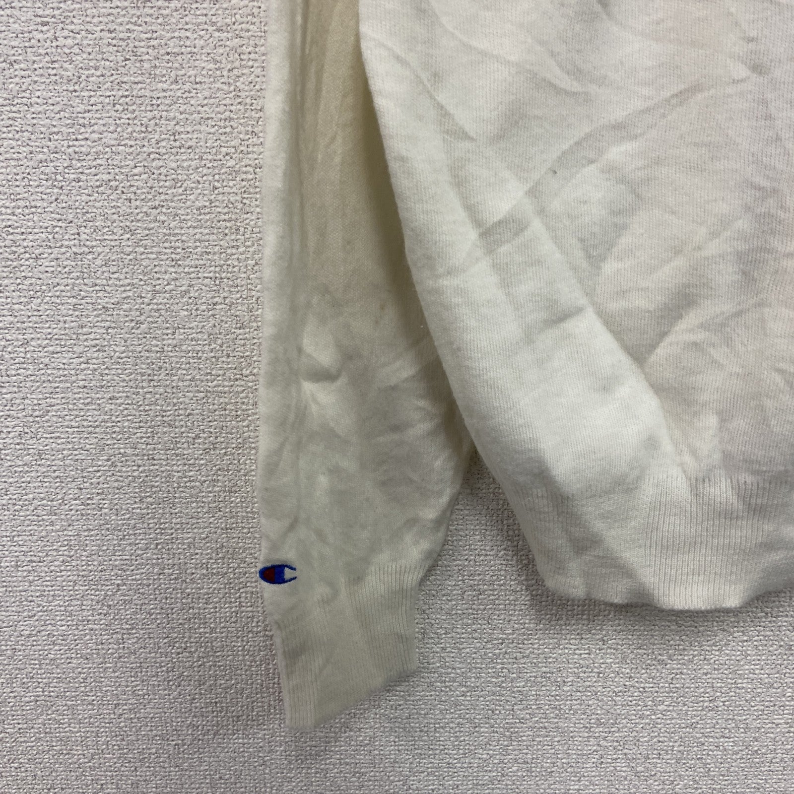 90s　Champion　チャンピオン　ニットセーター　ヴィンテージ　Vネック　白　ホワイト　Lサイズ　古着
