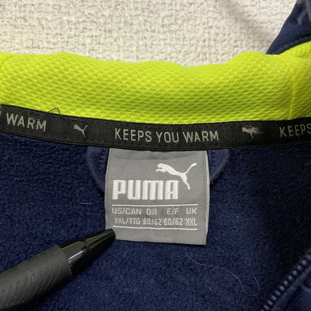 PUMA　プーマ　フルジップジャージパーカー/フーディー　紺　ネイビー　蛍光色　2XLサイズ　古着