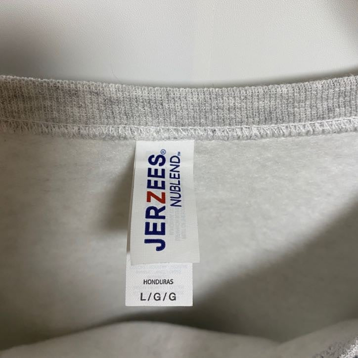 JERZEES ジャージーズ　長袖プリントスウェット　トレーナー　ノルディック　霜降りカラー　レトロ　Lサイズ　古着