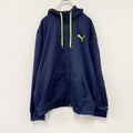 PUMA　プーマ　フルジップジャージパーカー/フーディー　紺　ネイビー　蛍光色　2XLサイズ　古着