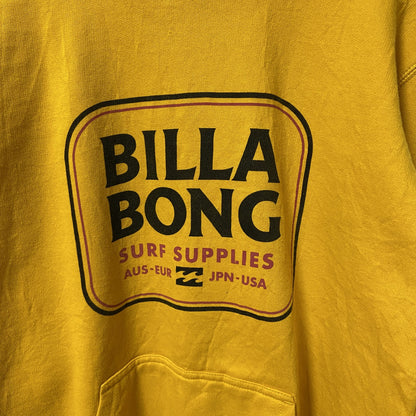 古着 used　BILLABONG ビラボン　長袖ロゴプリントパーカー　スウェット　プルオーバー　黄色　イエロー　Sサイズ