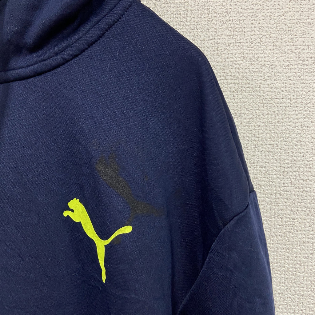 PUMA　プーマ　フルジップジャージパーカー/フーディー　紺　ネイビー　蛍光色　2XLサイズ　古着