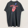 ローリングストーンズ　半袖バンドプリントTシャツ　レトロデザイン　クルーネック　口　舌　黒　ブラック　Mサイズ　古着