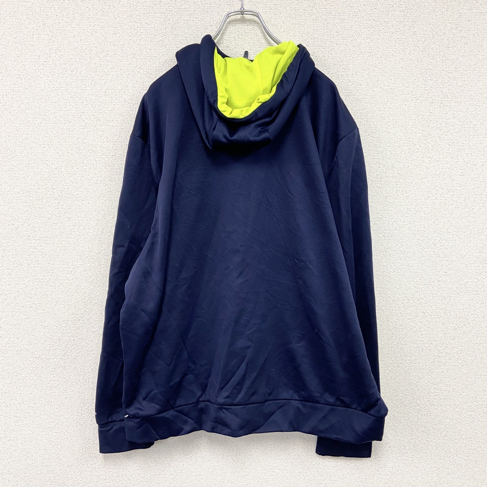 PUMA　プーマ　フルジップジャージパーカー/フーディー　紺　ネイビー　蛍光色　2XLサイズ　古着