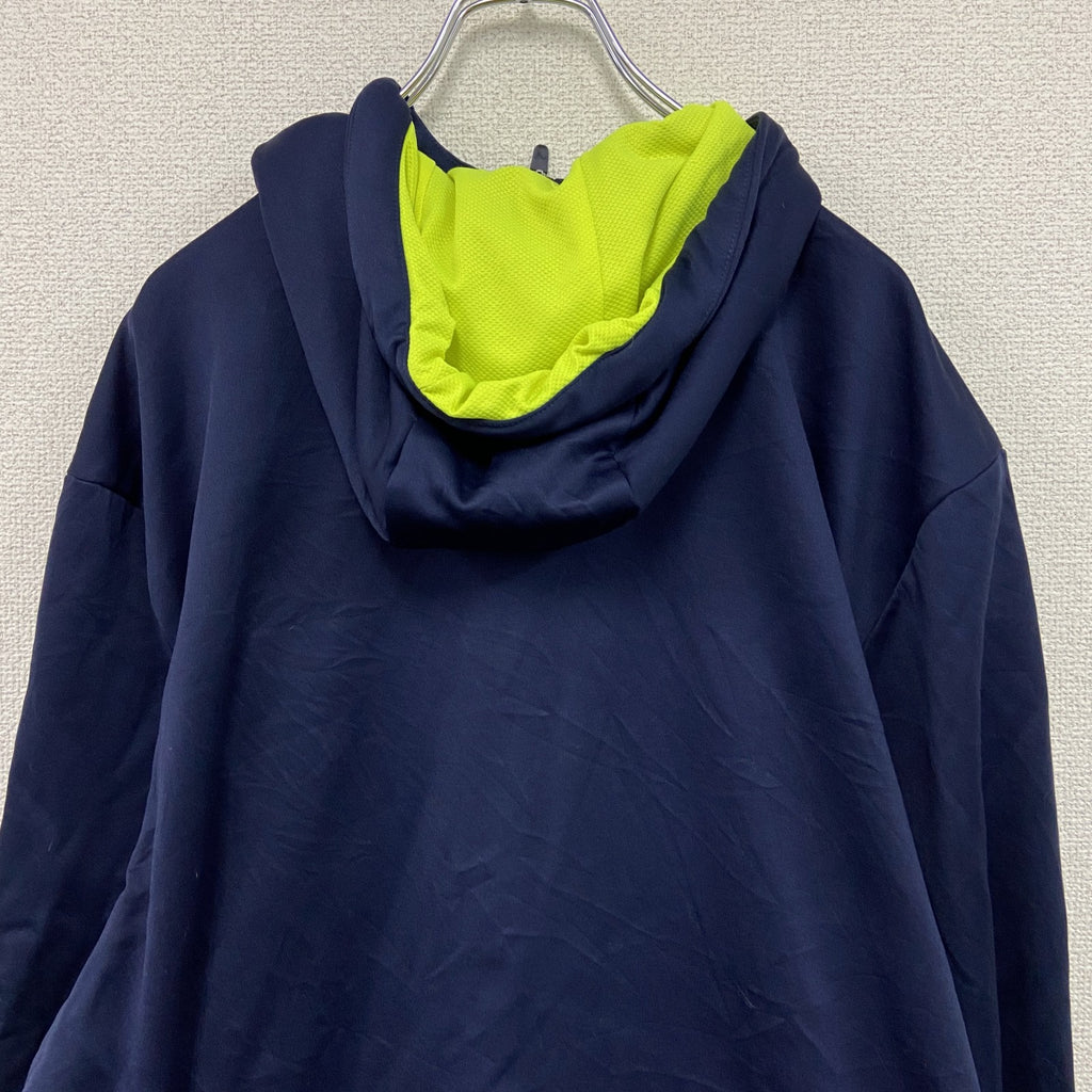 PUMA　プーマ　フルジップジャージパーカー/フーディー　紺　ネイビー　蛍光色　2XLサイズ　古着