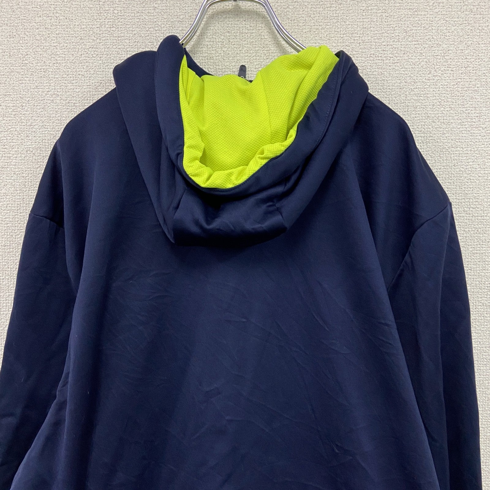 PUMA　プーマ　フルジップジャージパーカー/フーディー　紺　ネイビー　蛍光色　2XLサイズ　古着