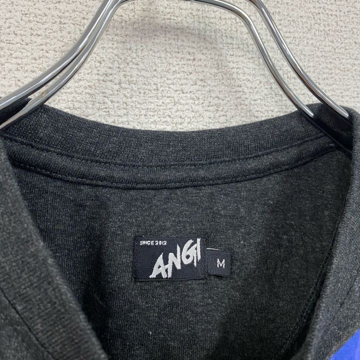 ローリングストーンズ　半袖バンドプリントTシャツ　レトロデザイン　クルーネック　口　舌　黒　ブラック　Mサイズ　古着