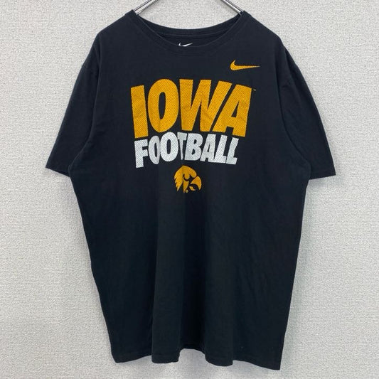 古着 used　NIKE　ナイキ　半袖カレッジプリントTシャツ　アイオワ大学　フットボール　スポーツ　黒　ブラック　XLサイズ