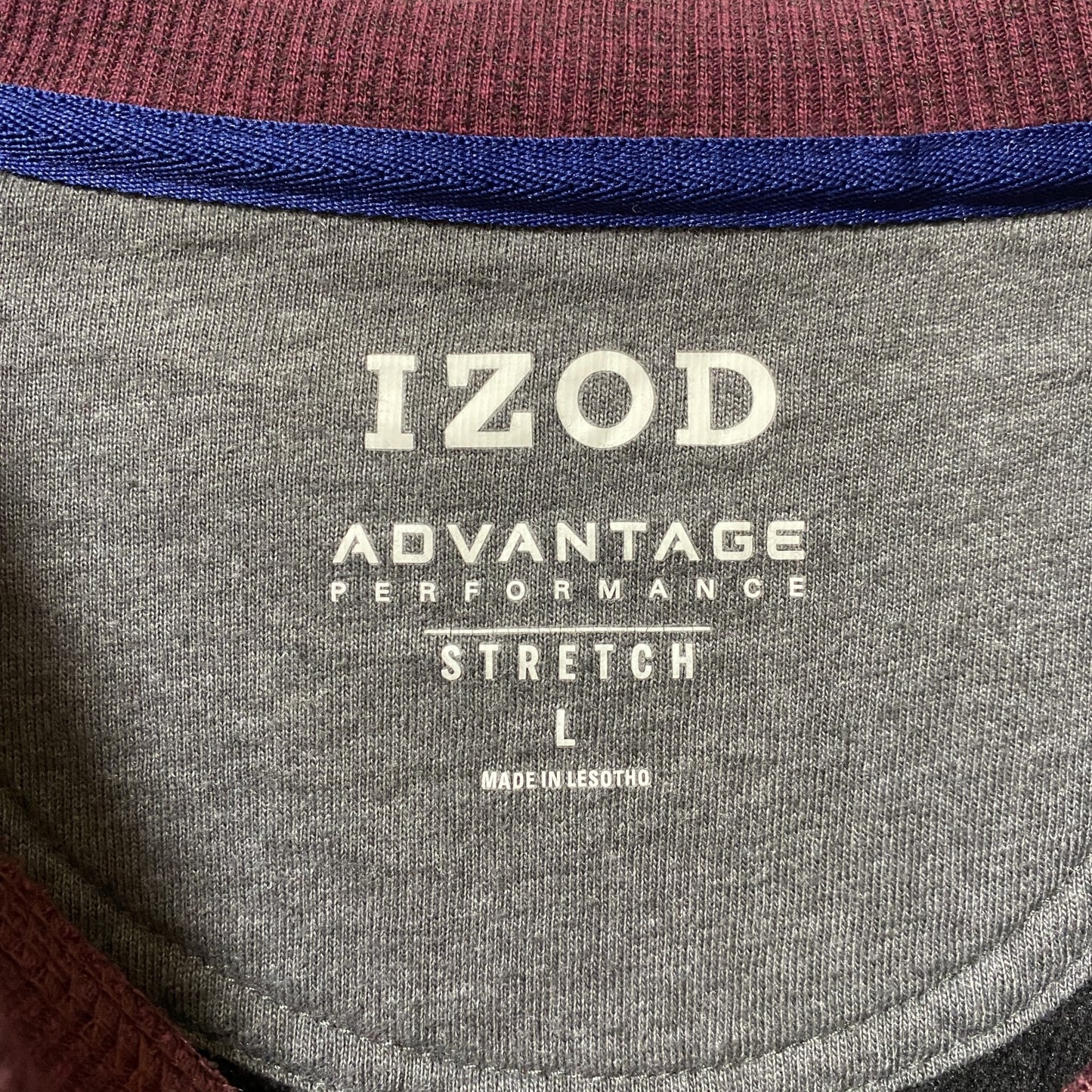 古着 used　IZOD　アイゾッド　長袖ロゴ刺繍スウェット　トレーナー　クルーネック　ワインレッド　秋冬服　Lサイズ