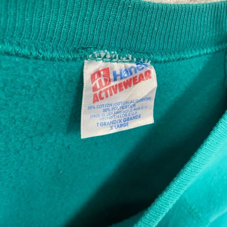 80s　Hanes ACTIVWEAR　ヘインズアクティブウェア　スウェット/トレーナー　ラグランスリーブ　ヴィンテージ　グリーン　XLサイズ　古着