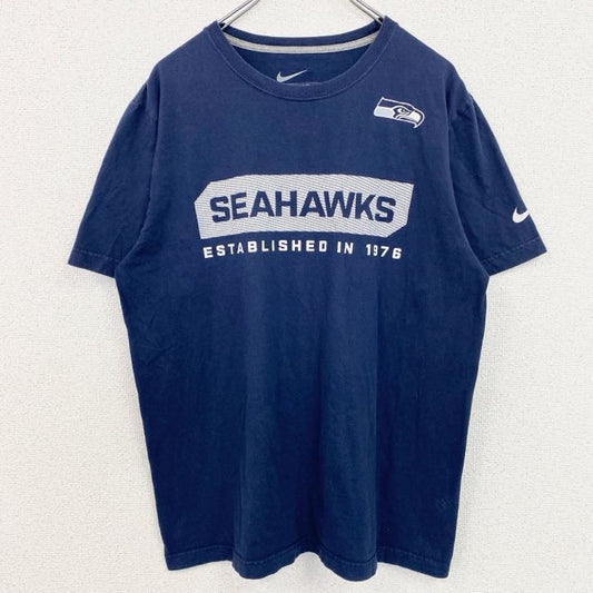 古着 used　NIKE　ナイキ　NFL　半袖プリントクルーネックTシャツ　シアトルシーホークス　フットボール　ネイビー　Lサイズ
