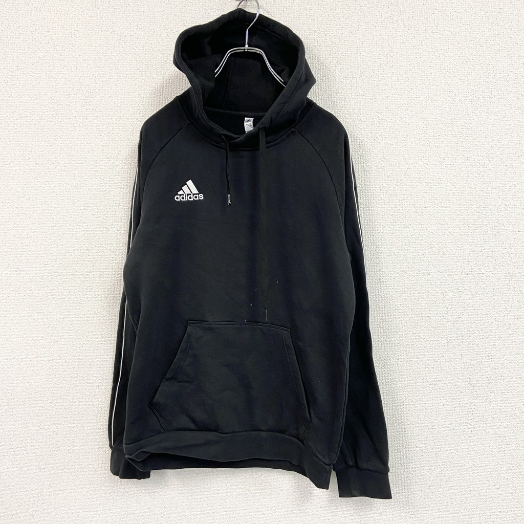 adidas　アディダス　スウェットパーカー/フーディー　パフォーマンスロゴ　ラグランスリーブ　黒　ブラック　Mサイズ　古着