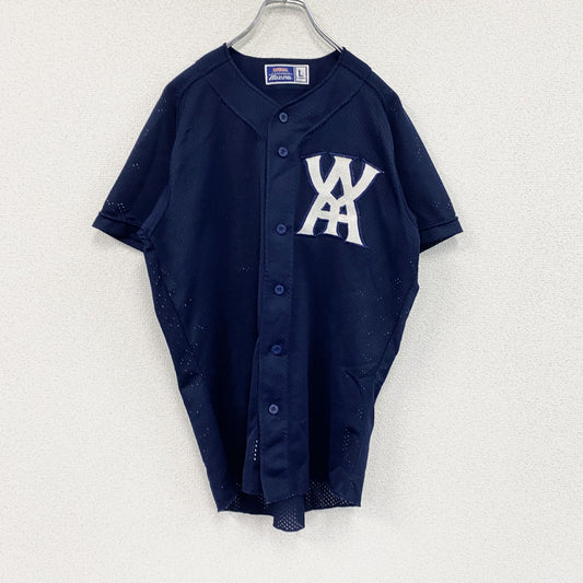Mizuno　ミズノ　半袖シャツ　ベースボールシャツ　紺　ネイビー　Lサイズ