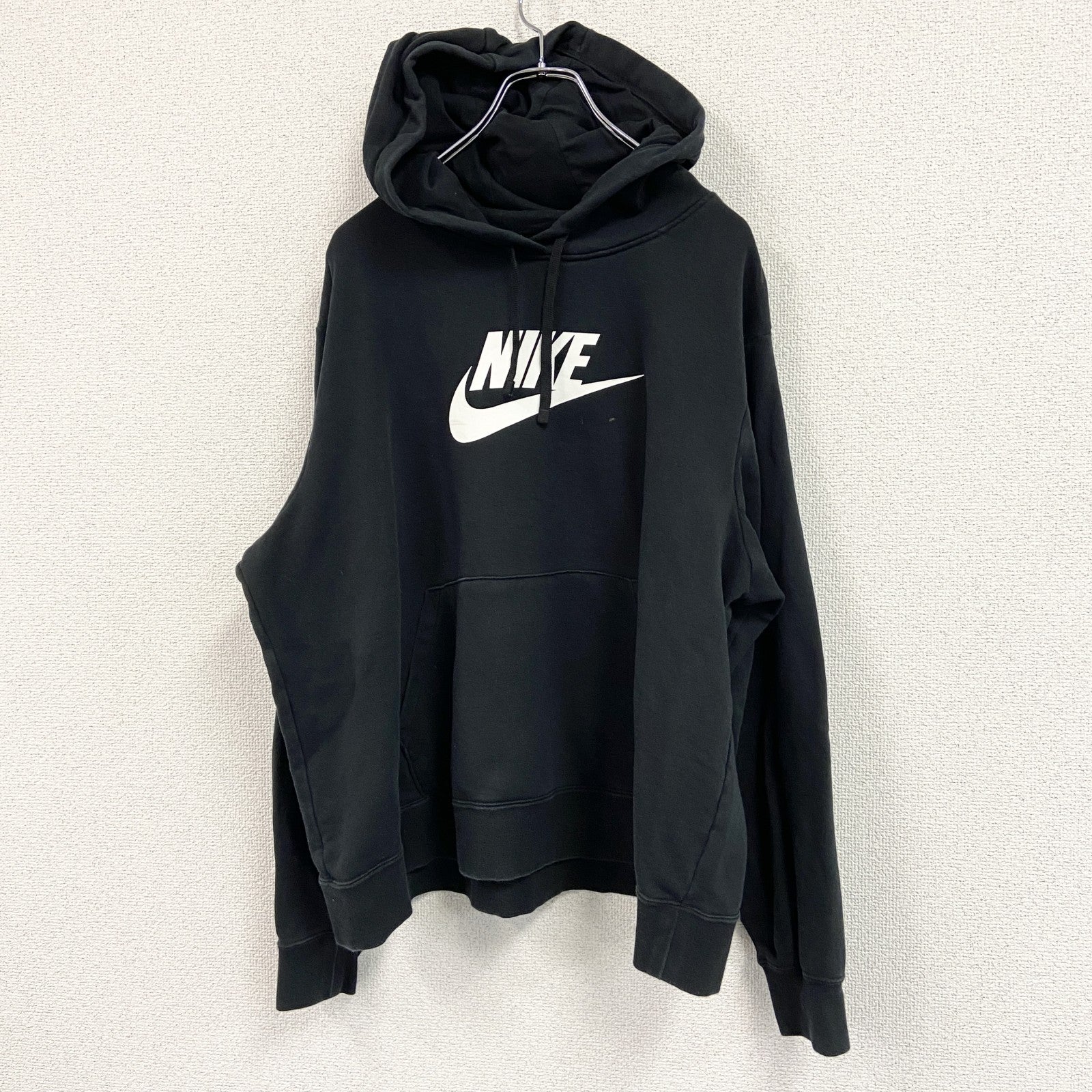 NIKE　ナイキ　パーカー/フーディー　デカロゴ　スウッシュ　黒　ブラック　1Xサイズ　古着