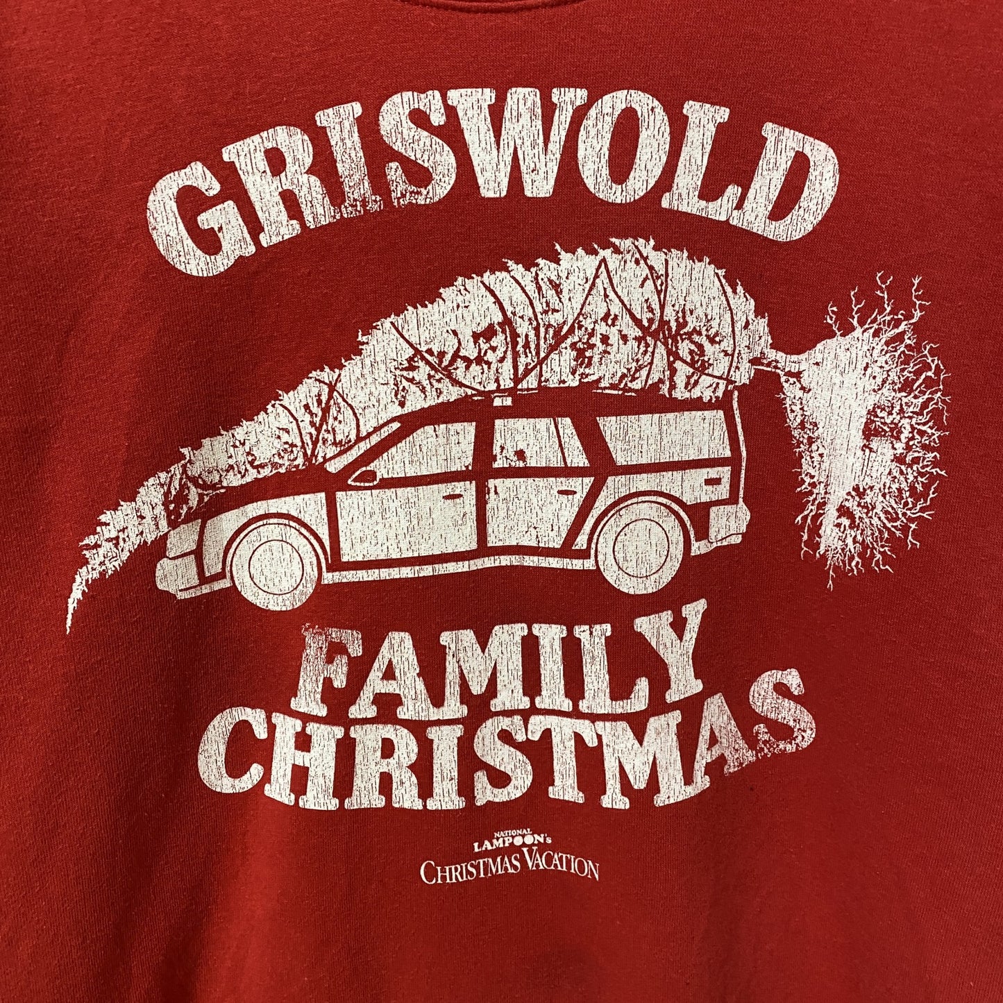 古着 used　CHRISTMASVACATION　長袖クルーネックスウェット　トレーナー　車　car　赤　秋冬服　Mサイズ