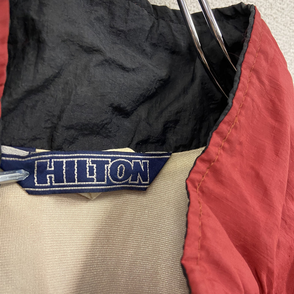 ～90s　HILTON　ヒルトン　ウインドブレーカー　フルジップジャケット　ヴィンテージ　赤　レッド　XLサイズ　古着