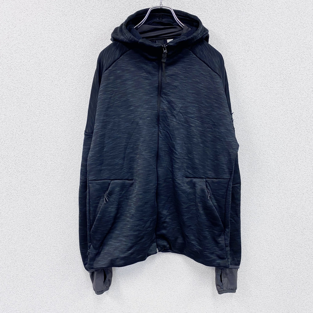 adidas　アディダス　フルジップスウェットパーカー/フーディー　黒　ブラック　古着