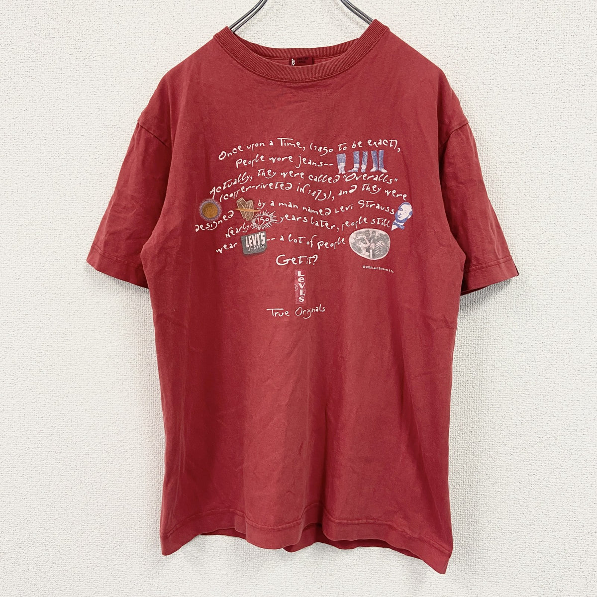 00s　Levi's　リーバイス　半袖プリントTシャツ　メッセージ　赤　レッド　Lサイズ　古着