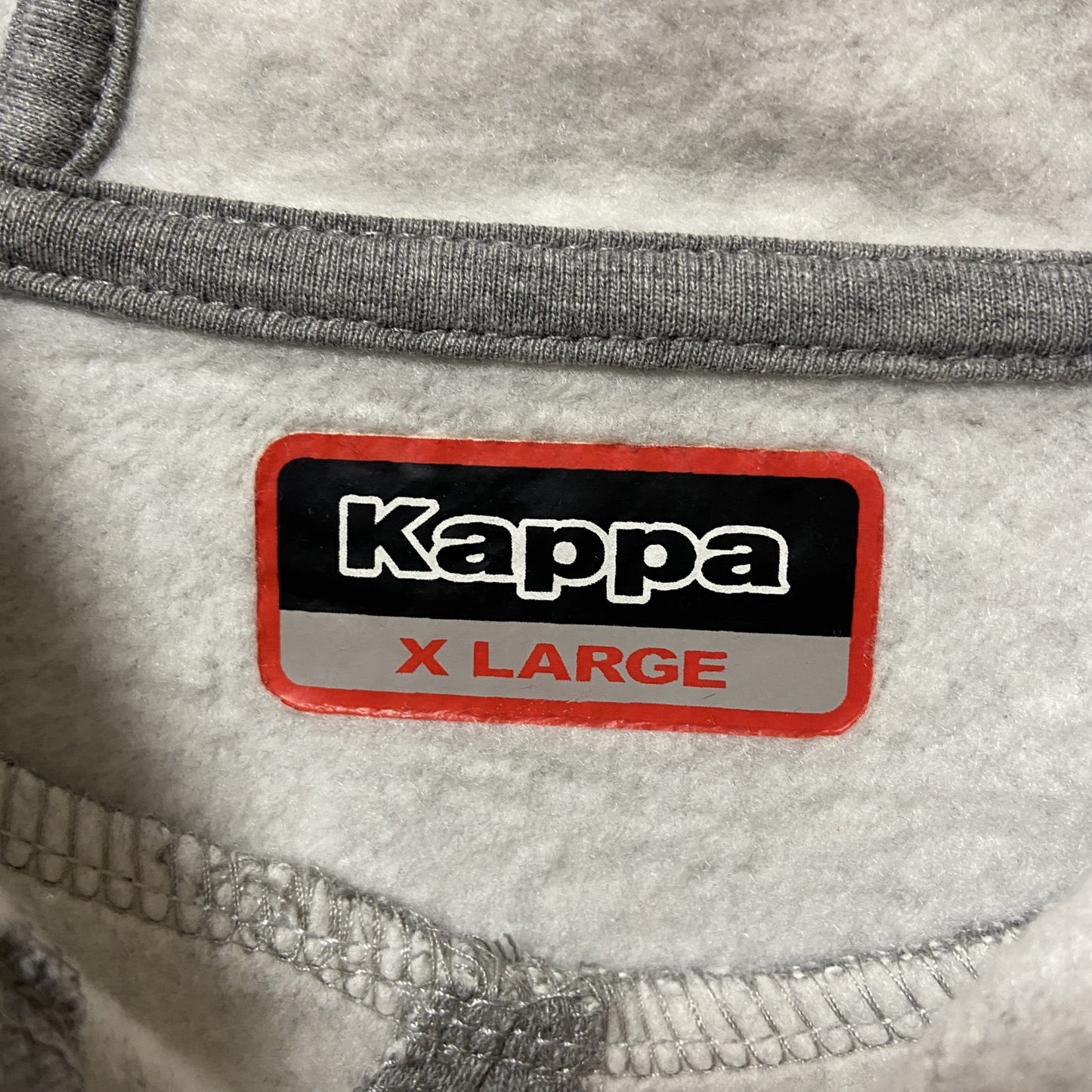 古着 used　Kappa カッパ　長袖ワンポイントロゴ刺繍パーカー　スウェット　プルオーバー　グレー　ネイビー　XLサイズ