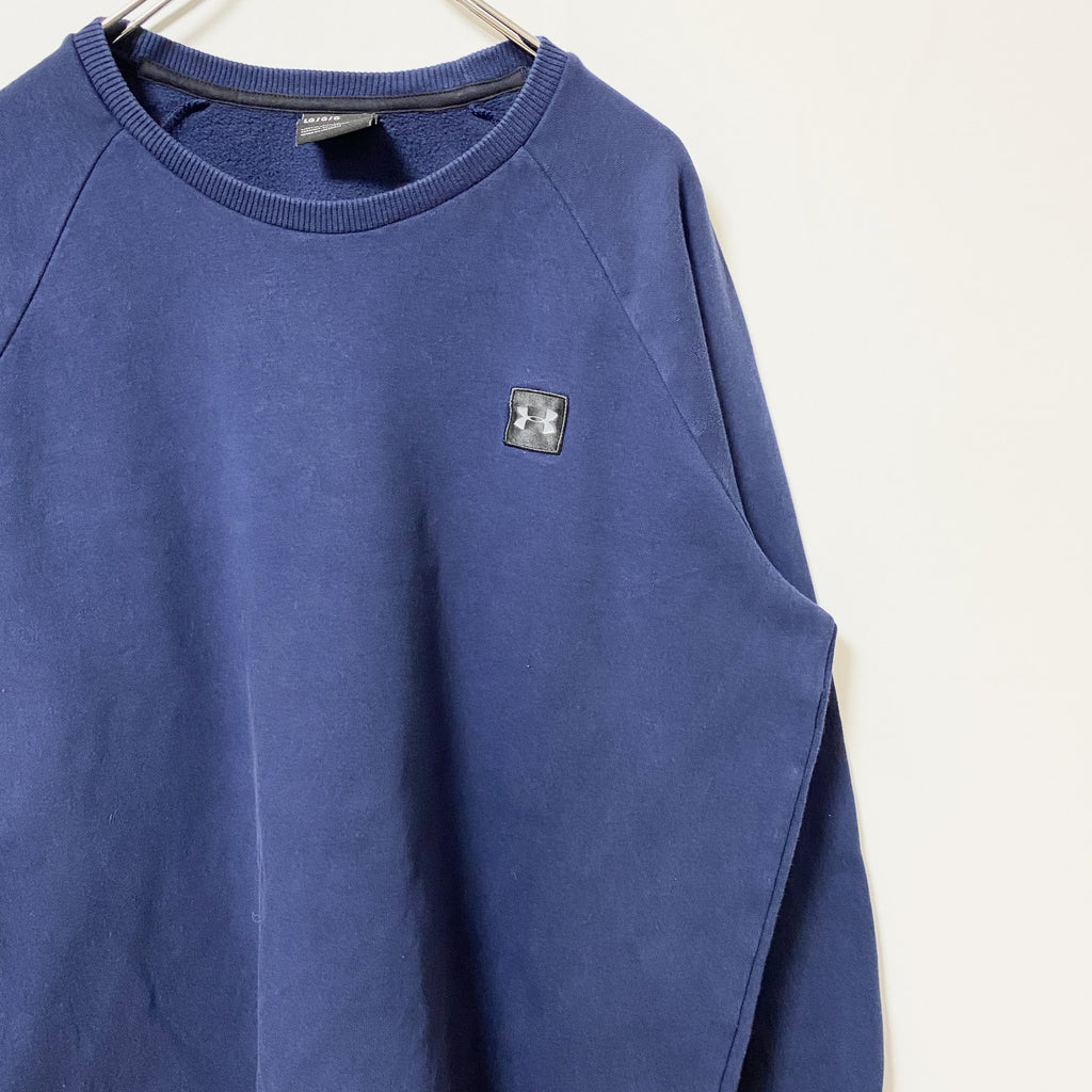UNDERARMOUR　アンダーアーマー　長袖クルーネックスウェット　トレーナー　ネイビー　紺　秋冬服　Lサイズ　古着