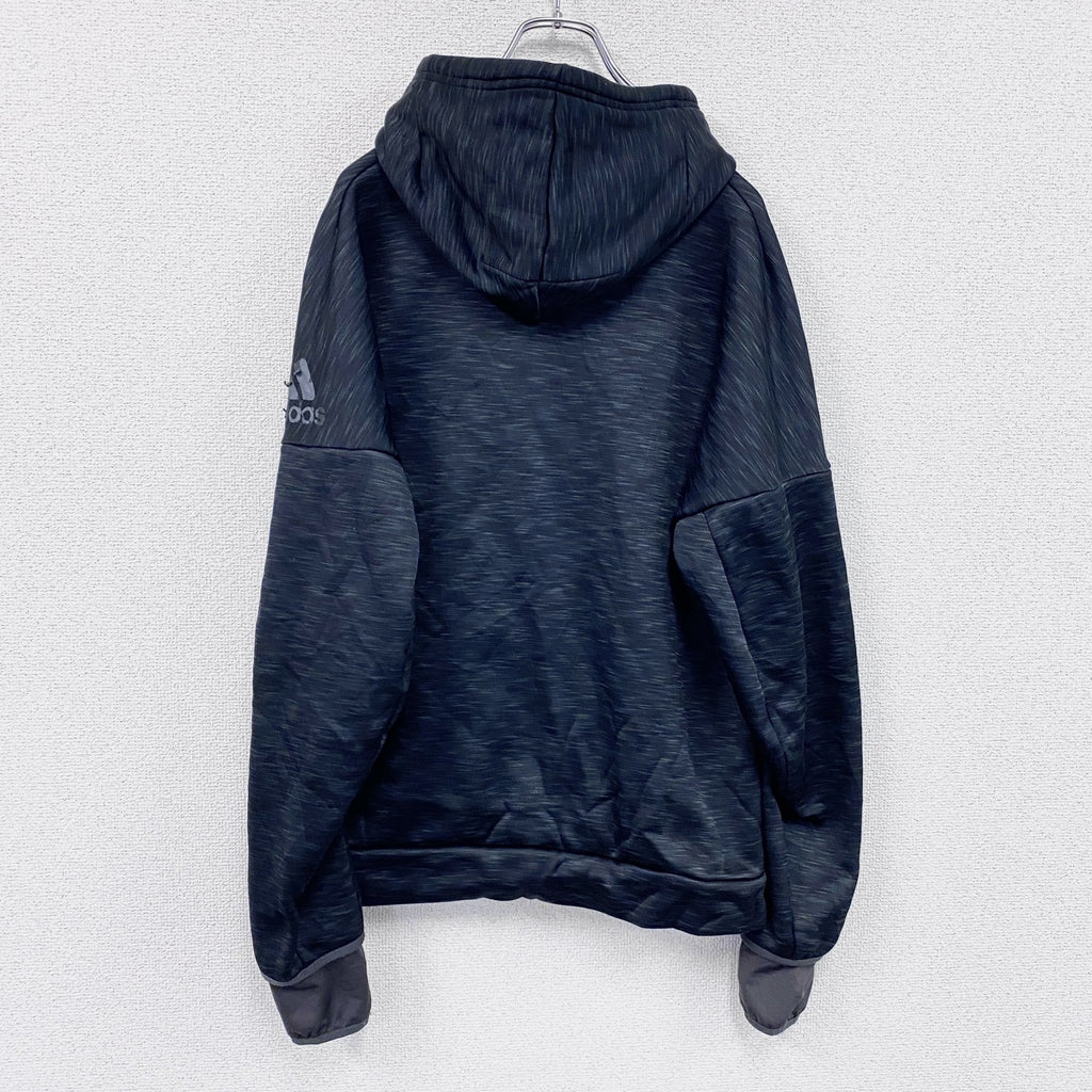 adidas　アディダス　フルジップスウェットパーカー/フーディー　黒　ブラック　古着