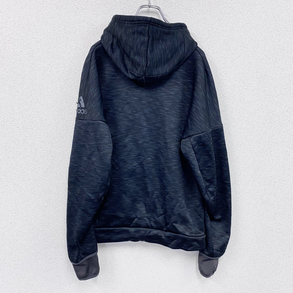adidas　アディダス　フルジップスウェットパーカー/フーディー　黒　ブラック　古着
